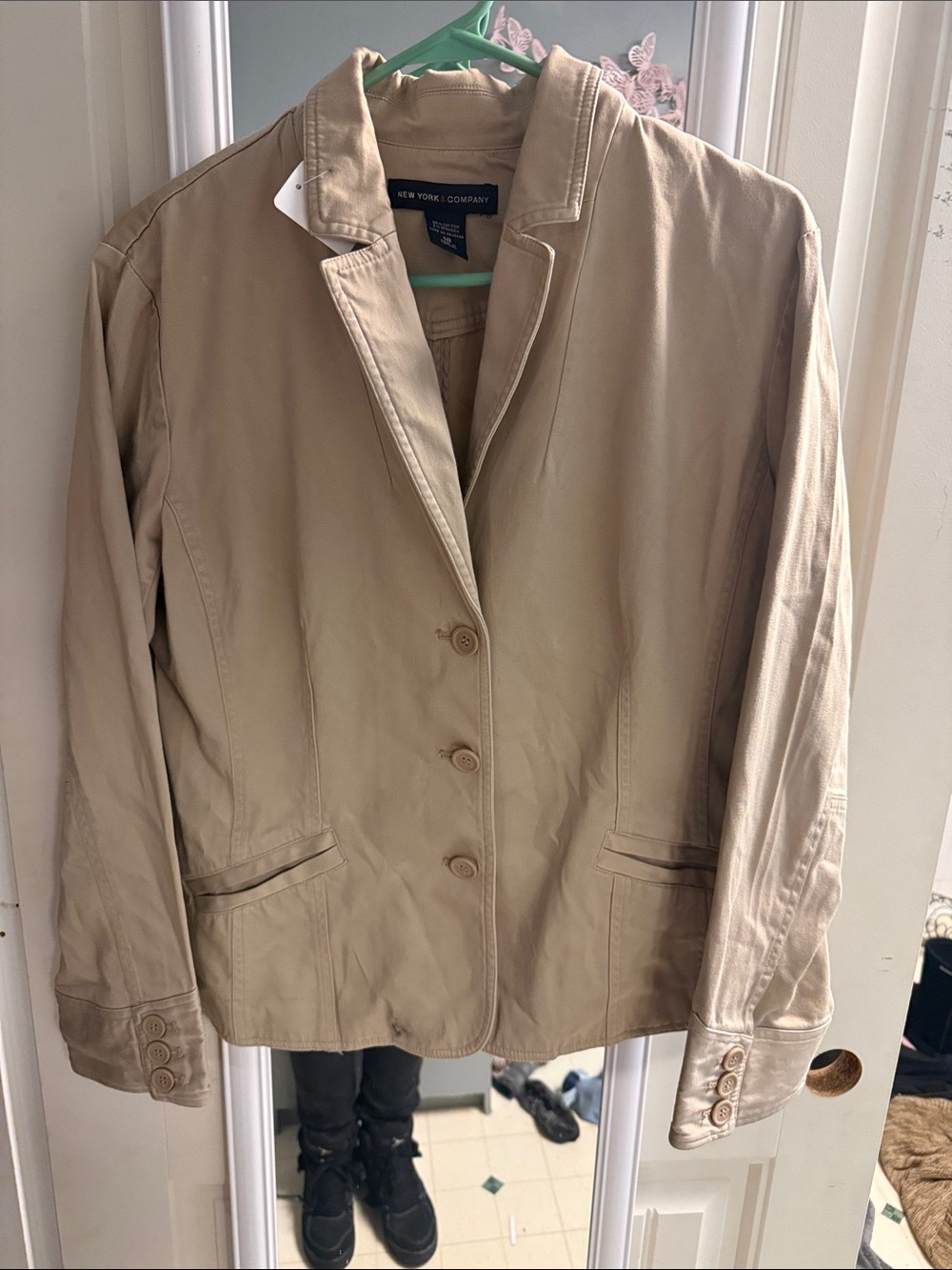 New York & Company Tan Single-Breasted Blazer